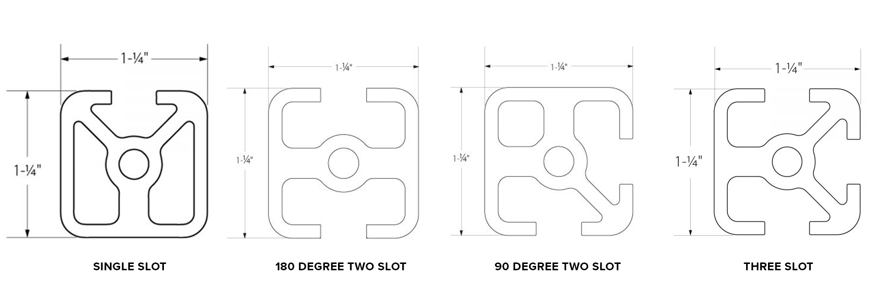 Structurelite square profile line drawings